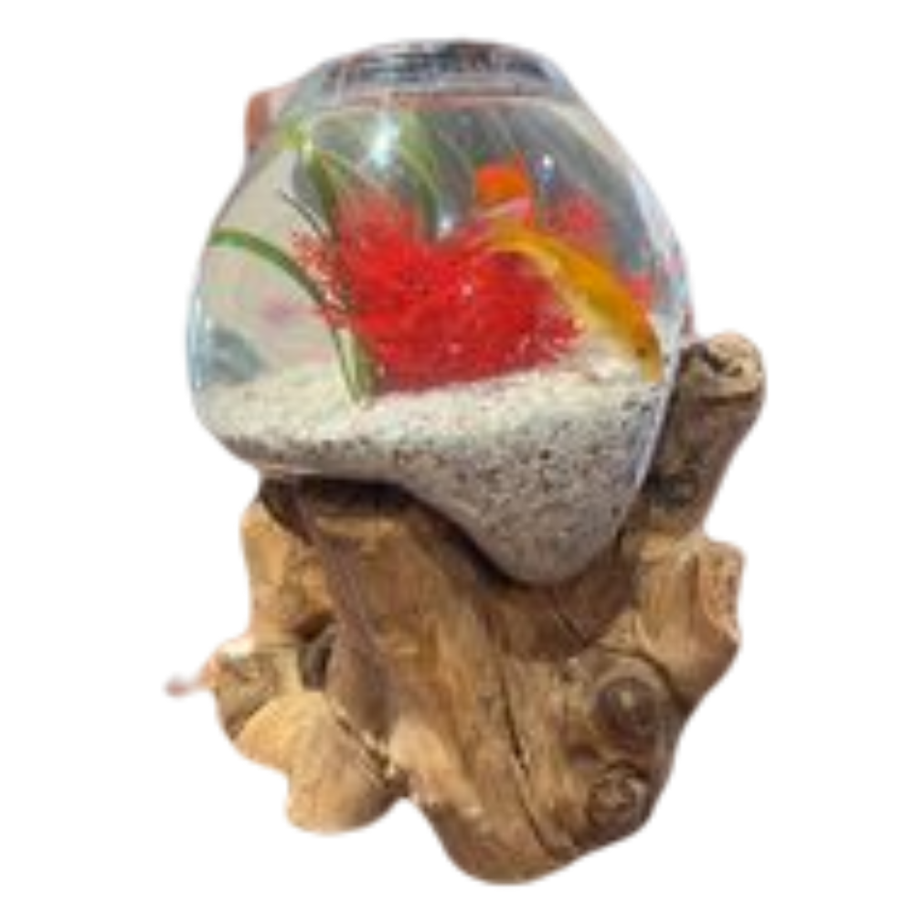 VASE AVEC PIED EN TECK