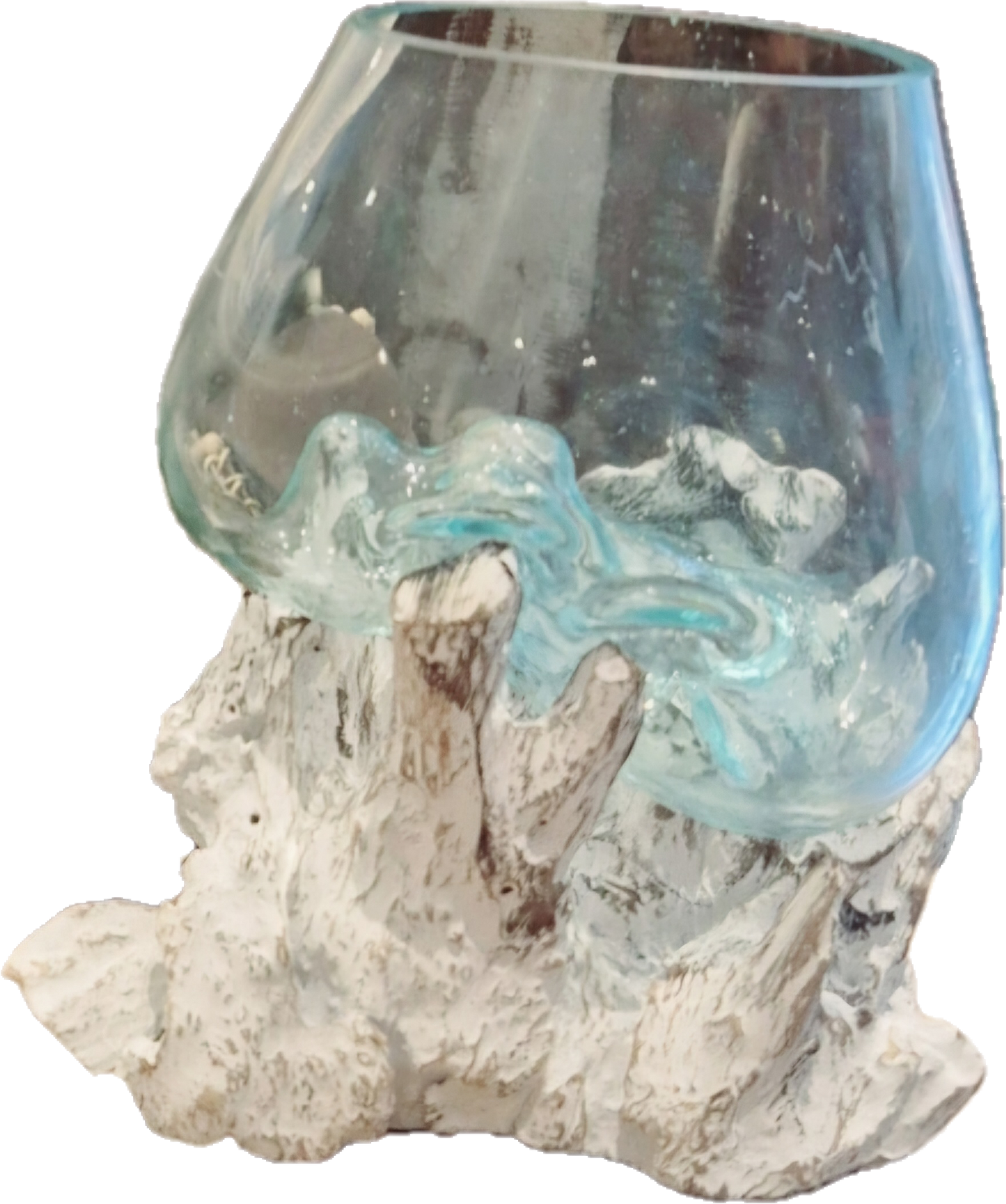 VASE AVEC PIED EN TECK