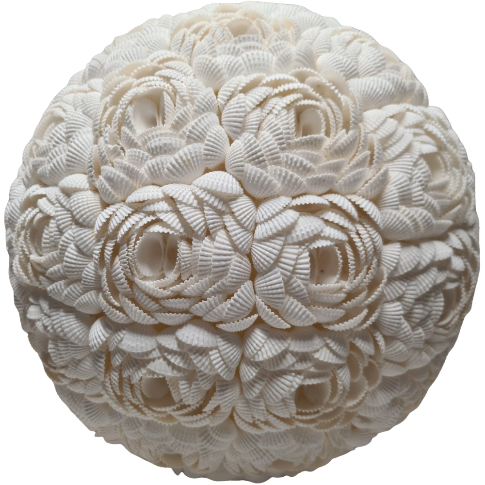 LAMPE BOULE ROSES EN COQUILLAGE